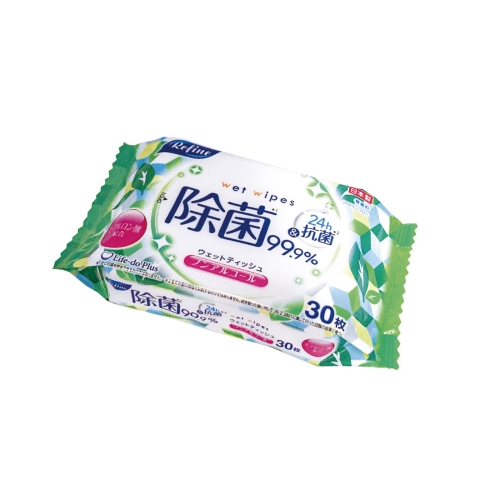 ノベルティ：リファイン 24h抗菌ノンアルコール除菌おでかけウェットティッシュ30枚1P