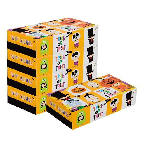 ノベルティ：ハッピーハロウィンBOXティッシュ100W5個組