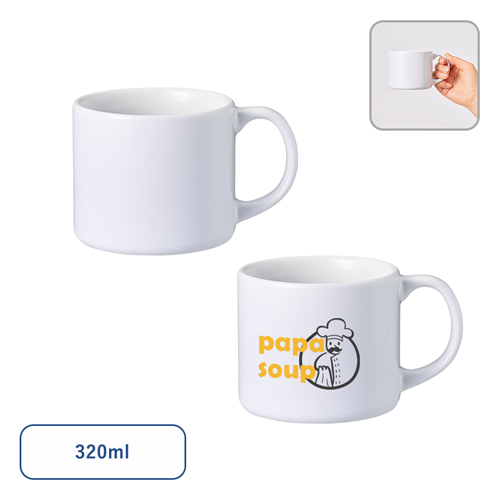 ノベルティ：陶器マグストレート ショートワイド