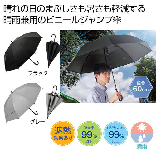 ノベルティ：＜傘面名入れ 宣伝力UP＞晴雨兼用 遮光遮熱ビニールジャンプ傘1本
