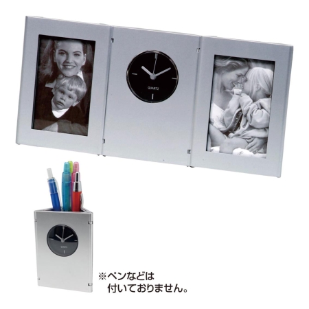 ノベルティ:ペン&フォトスタンドクロック