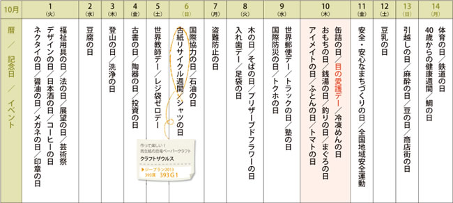 2013年10月の記念日をまとめてみました（前半）