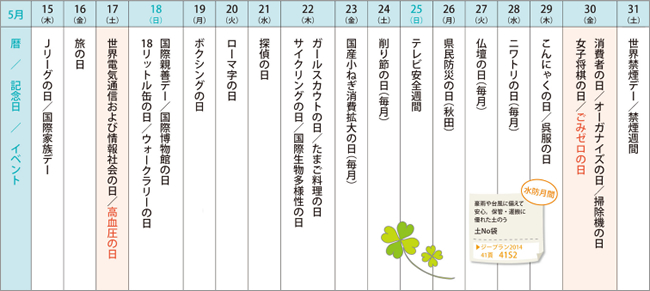 来月の記念日を調べてみました＜2014年5月後半＞