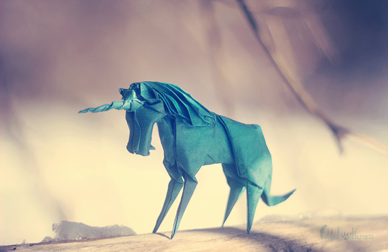 Origami Winter Unicorn　by FoldedWilderness