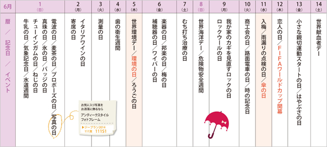 来月の記念日を調べてみました<2014年6月前半>