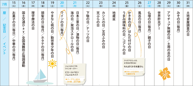 来月の記念日を調べてみました＜2014年7月後半＞