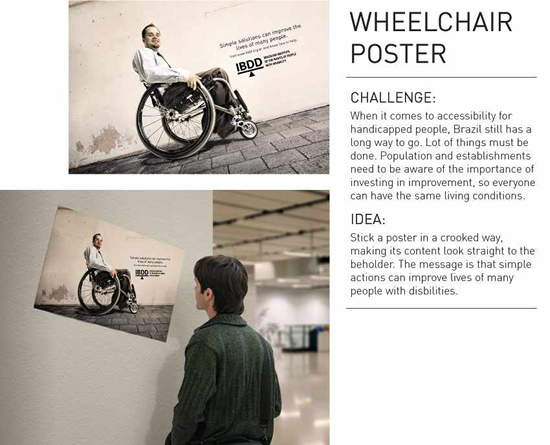 障碍者を支援する公益団体（IBDD）の屋外広告。障碍者に優しい社会を形成しましょう、と呼びかけているようです。分かりやすですね。＜ブラジル＞