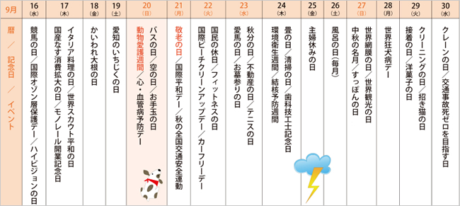 来月の記念日を調べてみました＜2015年9月後半＞