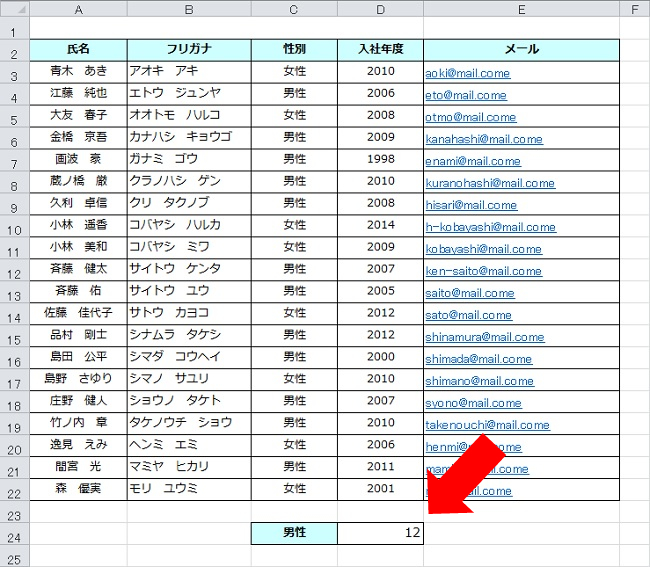 ＜エクセル＞ 条件に合致するデータを一瞬でカウントする小技